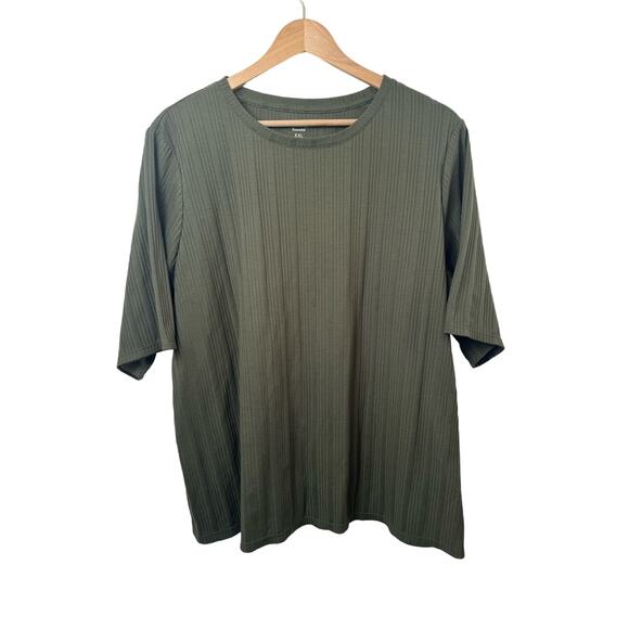Nine West Essential XXL Green Ribbed T-shirt - Picture 1 of 4